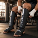 Läderben- och fotledsskydd storlek S Längd 32 cm För höjd 115–140 cm Fotledsskydd För barn MMA och Muay Thai 6