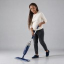 Mop avec pulvérisateur 500 ml Réservoir 3 Chiffons en microfibre Tige en aluminium 120 cm Tête pivotante 360° Bleu foncé Pour nettoyage humide et sec 8