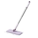 Mop plat pour essuie-tout et serviettes Tête rotative 360° 25 x 10 cm Poignée 118 cm Acier inoxydable et ABS Violet et blanc Pour sols, murs 1