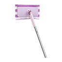 Mop plat pour essuie-tout et serviettes Tête rotative 360° 25 x 10 cm Poignée 118 cm Acier inoxydable et ABS Violet et blanc Pour sols, murs 4
