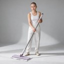 Mop plat pour essuie-tout et serviettes Tête rotative 360° 25 x 10 cm Poignée 118 cm Acier inoxydable et ABS Violet et blanc Pour sols, murs 5