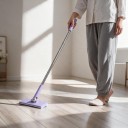Mop mini portable avec échange automatique de serviettes en papier 90 cm Tête rotative 360° Violet Pour les sols et le plan de travail de cuisine 2