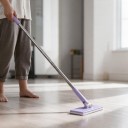 Mop mini portable avec échange automatique de serviettes en papier 90 cm Tête rotative 360° Violet Pour les sols et le plan de travail de cuisine 10