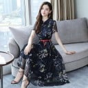 Vestido de mujer con flores y cinturón 1