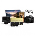 Minneskort Micro SD 1 TB High Endurance Pro MicroSDXC V60 U3 A2 Med SD-adapter Guld och svart För kamera, fotoapparat och mobil 2