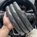 Tredelad skydd för ratt 37 till 39 cm med kolfiberdesign Mikrofiberläder Glänsande yta För rund och D-ratt till bil 7