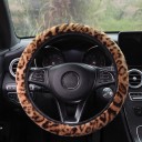 Plyschöverdrag för ratt 37 till 38 cm med leopardmönster Värmande vinteröverdrag Utan inre ring För rund och D-ratt 1
