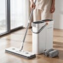 Platt mopp med ultratunn hink Separat tvätt och urvridning Rotationshuvud 360° Squeegee med 7 lameller Vit För plattor och golv 2