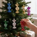 Juldekorationer i form av godisar Set om 6 st 9,5 x 4 cm Glänsande med glittrande spiral Med snöre Dekorationer till jul 3