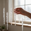Julepynt til juletræ Rampouchy Sæt 12 stk Længde 17 cm Gennemsigtige Imitation af is Med øje og ophæng Dekoration til jul og vinter 2
