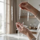 Julepynt til juletræ Rampouchy Sæt 12 stk Længde 17 cm Gennemsigtige Imitation af is Med øje og ophæng Dekoration til jul og vinter 3