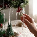 Julepynt til træet Stænger Sæt 12 stk Længde 17 cm Gennemsigtig Imitation af is Snoet mønster Med øje til ophængning Dekoration til jul 2