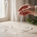 Julepynt til træet Stænger Sæt 12 stk Længde 17 cm Gennemsigtig Imitation af is Snoet mønster Med øje til ophængning Dekoration til jul 3