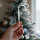 Julepynt til træet Stænger Sæt 12 stk Længde 17 cm Gennemsigtig Imitation af is Snoet mønster Med øje til ophængning Dekoration til jul 5