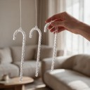 Julepynt til træet Stænger Sæt 12 stk Længde 17 cm Gennemsigtig Imitation af is Snoet mønster Med øje til ophængning Dekoration til jul 6