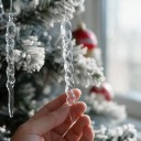 Julepynt til juletræ Rampouchy Sæt 12 stk Længde 17 cm Gennemsigtige Snoede med spids Imitation af is Med øje Dekoration til Jul 2