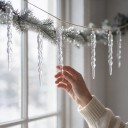 Julepynt til juletræ Rampouchy Sæt 12 stk Længde 17 cm Gennemsigtige Snoede med spids Imitation af is Med øje Dekoration til Jul 5