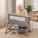 Fällbar resesäng och säng för föräldrar 3 i 1 Justerbar höjd Spädbarnsmadrass 88 x 45 cm Hjul och Myggnät 3