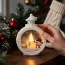 Julbelysande dekoration Lykta med snögubbe Hängande 12 x 8,5 cm Rund Med ljusimitationsdekoration Borddekoration 3