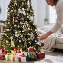 Julprydnad för granen Genombruten med ornamenter Rund med spets Transparent med glitter Med ögla för upphängning Dekoration till jul 6
