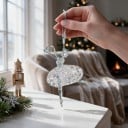 Julprydnad för granen Ballerina med blomma Kjol prydd med stenar Genomskinlig med pärlemorskimrande Med band Hängande figur för julen 5
