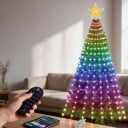 Julbelysning för gran LED vattenfall 1,8 m 256 LED RGB Appstyrning och fjärrkontroll USB IP65 med stjärna på toppen 1