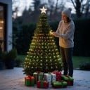 Julbelysning för gran LED vattenfall 1,8 m 256 LED RGB Appstyrning och fjärrkontroll USB IP65 med stjärna på toppen 4