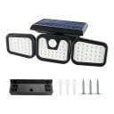 2 st Solärt LED-lampa med rörelsesensor 3 vridbara huvuden 74 LED 26,9 cm Svart IP65 Vattentålig 3 lägen Vägg- och garagebelysning 4