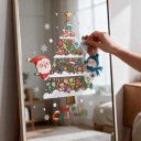 Julklistermärken för fönster Återanvändbara Färgglad gran med dekorationer, jultomte och snögubbe Texten God Jul Fönsterdekoration 4