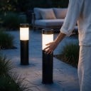 Solarlampa för utomhusbruk 2 st med rörelsesensor 37,5 x 6 cm Vattentät Plast och rostfritt stål Varmvitt ljus För trädgården 3
