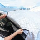 Vinter magnetisk skydd för bilens vindruta 158 x 115 cm Silver Flerlagers spegelskydd med reflexband Dörrflikar 4