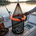 Fisknät för bete Flytande och hopfällbar 26,5 x 38 cm Bur för levande fiskar av stark nylon Svart med orange flytande 6
