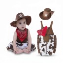Barnkostym Cowboy med Hatt och Halsduk Byxor med Kossmönster och Fransar Bomull Brun och Vit För Karneval och Halloween 4
