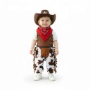 Barnkostym Cowboy med Hatt och Halsduk Byxor med Kossmönster och Fransar Bomull Brun och Vit För Karneval och Halloween 8