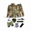 Barnkostym soldat Kamouflage uniform med keps Kikare Märke och radio Pip med kompass Polyester För karneval 1