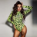 Body de manga larga con estampado de leopardo para mujer 1