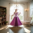 Prinsessklänning för vuxna Långa lila klänningar med snörning och spets Urtagna genomskinliga ärmar Polyester För karneval och cosplay 8