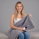 Couverture Chauffante Électrique pour Voiture 12 V pour Allume-Cigare 70 x 180 cm 9 Niveaux et Minuteur Velours Cristallin Gris pour SUV Camion 6
