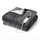 Couverture chauffante électrique en flanelle et agneau 8 niveaux de température Minuterie jusqu'à 12 h Télécommande numérique Lavable en machine Grise 1