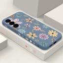 Silikonskal för Samsung Galaxy S24 Ultra med motiv av tecknade blommor Skydd för kameran Mobilskal Blommor 18