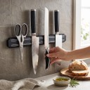 Magnetisk knivlist 33 x 4,8 cm Väggmonterad kniv- och verktyghållare Plast med magnetband Svart För kök, verkstad och garage 2