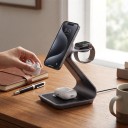 Magnetisk trådlös laddningsstation 3i1 15 W med adapter 20 W EU USB-C Ställ för telefon, smartklockor och hörlurar 7