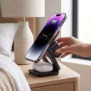 Fällbar magnetisk trådlös laddstation 3i1 För iPhone Apple Watch och AirPods USB-C Svart Kompakt för resor och kontor 2