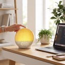 Ljusväckarklocka med simulerad gryning Bluetooth-högtalare 5 W Vit brus och naturljud 12 färger ljus Diameter 15 cm Vit För sovrummet 5