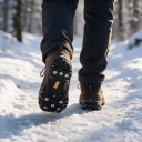Halkskydd för skor 8 spikar Storlek L EU 41–45 Gummihöljen med metallspikar Svart 1 par för gång på is och snö 2