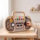 Montessori busy board magnetofon 29 x 17,8 x 4,7 cm Musikalisk leksak med LED-lampor, strömbrytare och 5 melodier Trä och ABS För finmotorik 2
