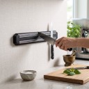 Set med 2 magnetiska knivstänger 20 cm Väggmonterade hållare för knivar och verktyg med magnetiska remmar Plast Svart För köket, verkstaden 4