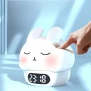 Barnens väckarklocka Kanin med silikonlampor och simulerad gryning Beröringskontroll Färgat ljus Termometer Laddning via USB-C Vit 1