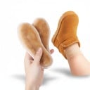 Children's Insulated Insoles 2 Pairs Beige Plush Warm Insoles Made of Artificial Fur for Winter Footwear EU 19–34 3