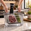 Någon för sous vide 11 l med lock och rostfritt galler Avtagbara avdelare Rostfritt 304 och polykarbonat Transparent Tillbehör 8